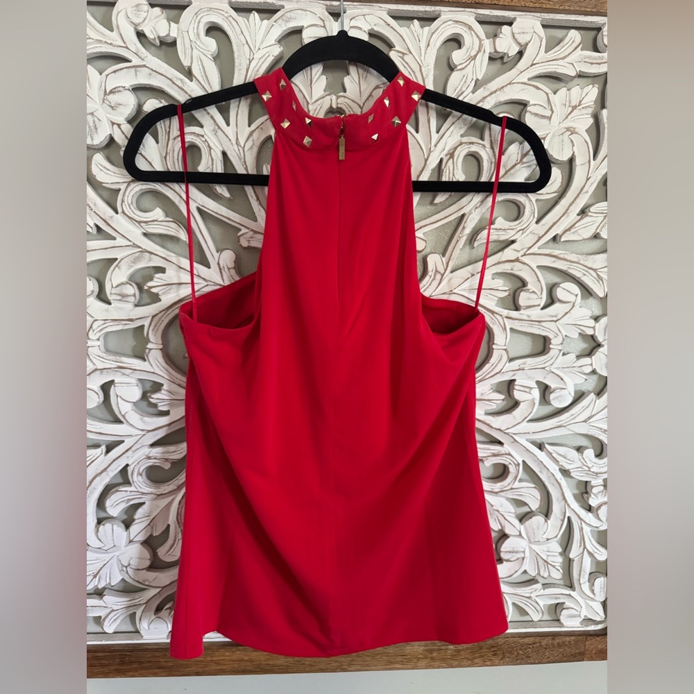 Michael Kors Red Studded Halter Top | Luxe Resort Chic Statement Blouse NWT - Picture 7 of 7
